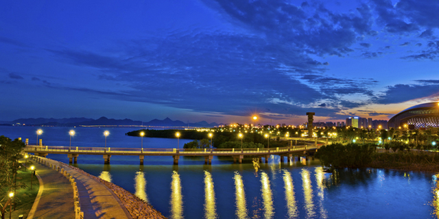 梁伟明 《深圳湾夜色》