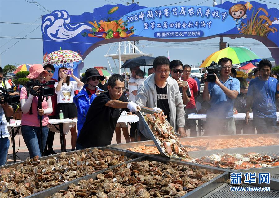 当日,2018中国即墨首届农民丰收节暨第二届田横金秋开海节在山东省