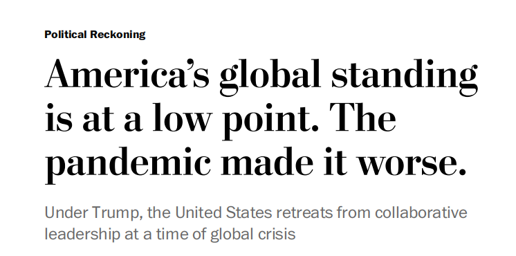为“美国优先”特朗普政府无所不用其极 美媒：70年共识崩塌 美全球地位正处低谷
