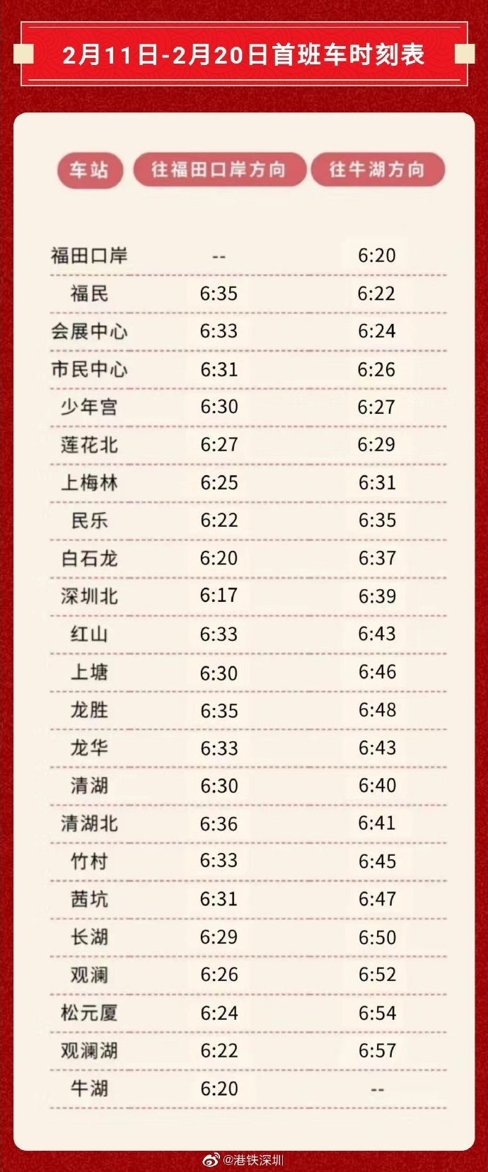 港铁4号线今天延长运营时间至24点，春节假期首末列车有调整