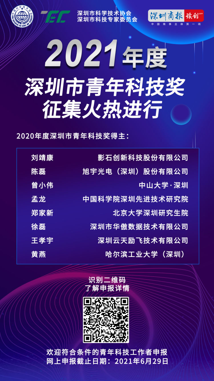 资金高达50万奖金，深圳市青年科技奖网上申报进行时