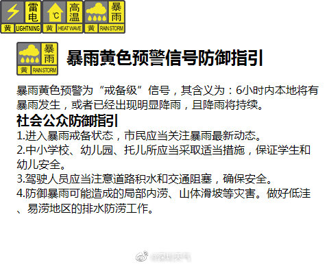深圳分区暴雨黄色预警+全市雷电预警已生效！