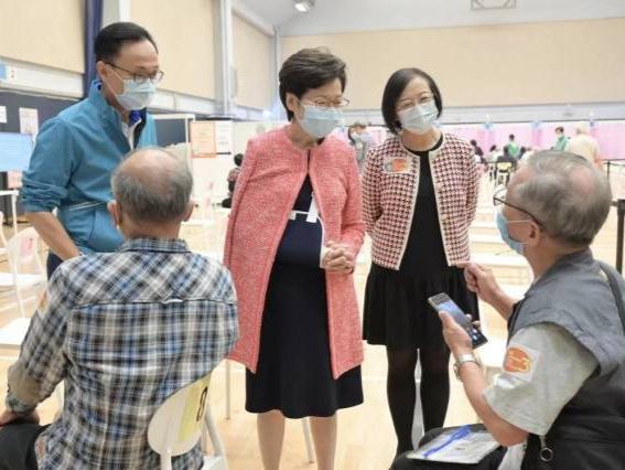 香港特首林郑月娥接种第三剂科兴疫苗