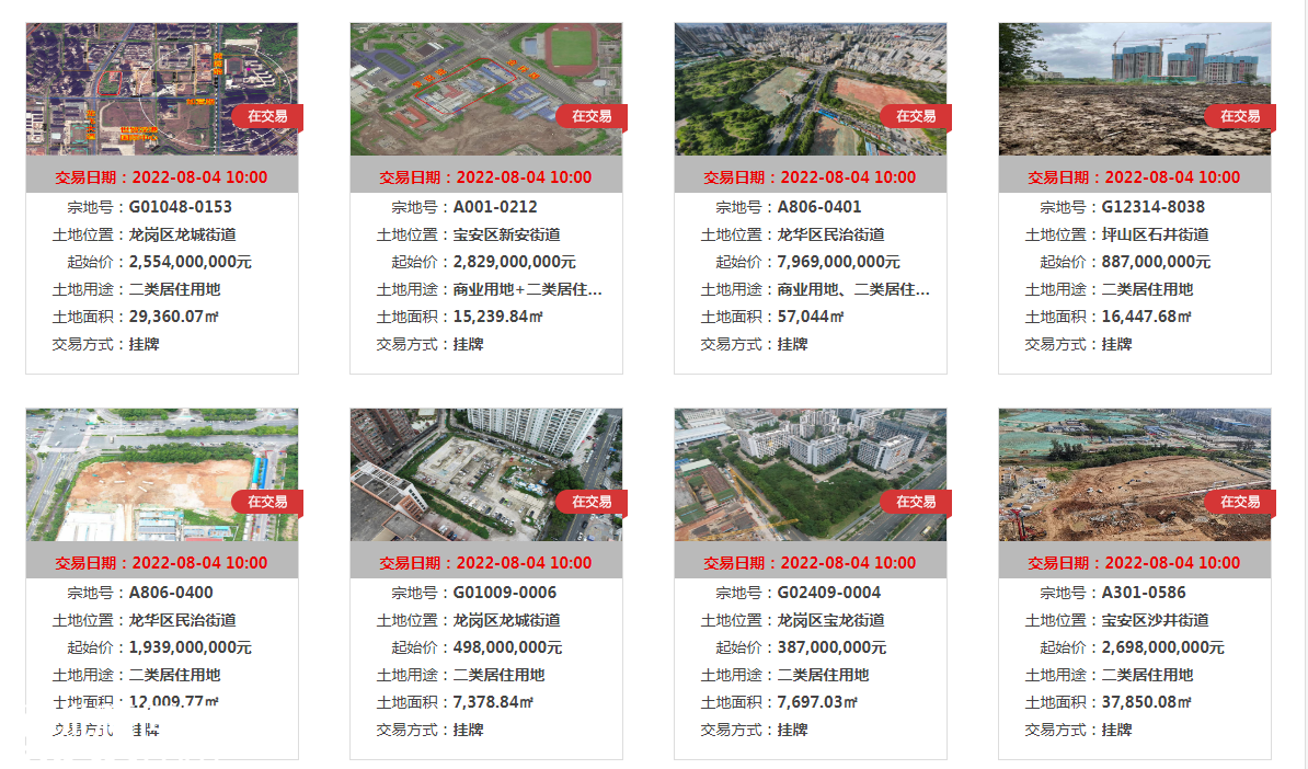 深圳第二批集中推出16宗居住用地，总起始价349.8亿元