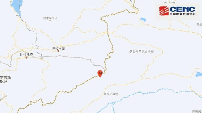 新疆阿克苏地区温宿县发生5.1级地震 震源深度10千米