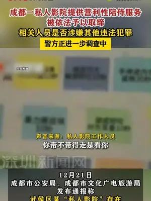成都一私人影院提供营利性陪侍服务被依法予以取缔