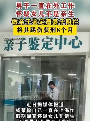 男子做亲子鉴定遭妻子阻拦将其踢伤获刑8个月