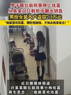 男子眼红前同事网上炫富，男扮女装入户盗窃7.3万元被判刑