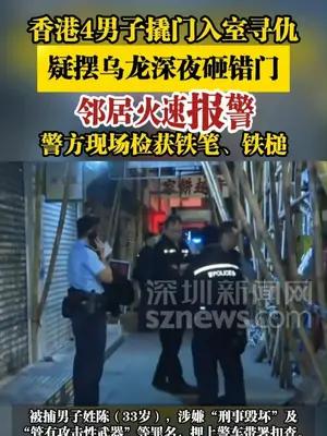 香港4男子深夜寻仇疑摆乌龙砸错门，邻居火速报警