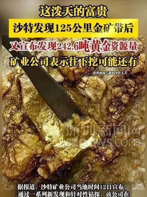 沙特发现125公里金矿带后，又宣布发现242.6吨黄金资源量