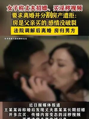 女子称丈夫招嫖、买淫秽视频要求离婚并分割房产遭拒