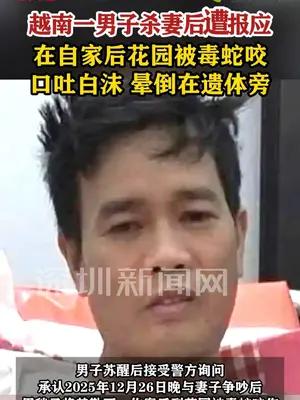 越南男子杀妻后遭报应，被毒蛇咬晕倒遗体旁