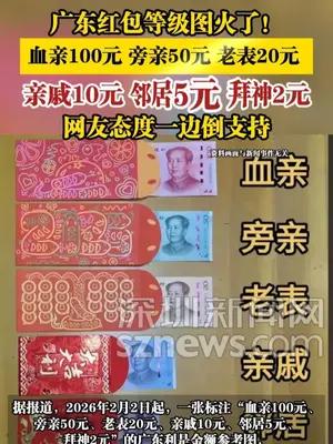 广东红包等级图火了！网友态度一边倒支持