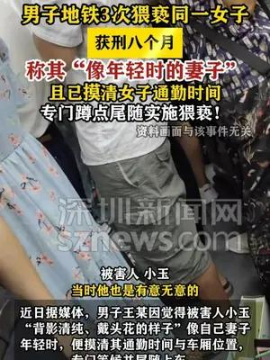 男子地铁3次猥亵同一女子获刑八个月
