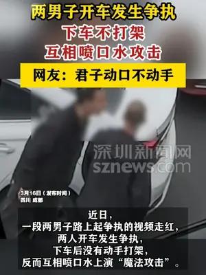 两男子开车发生争执下车后互相喷口水攻击