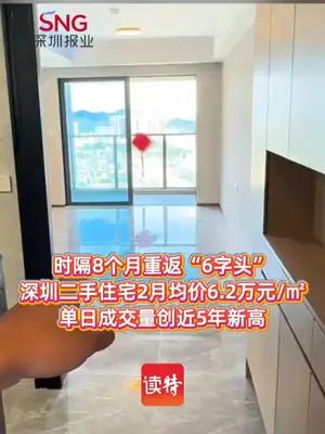 重返“6字头”，深圳二手住宅2月均价6.2万元/㎡​