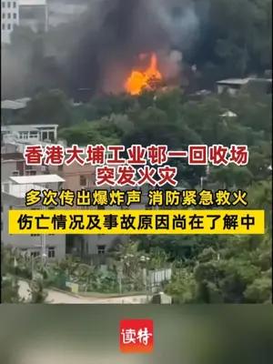 香港大埔工业邨一回收场突发火灾