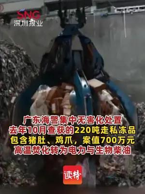 海警集中焚化220余吨走私冻品转为电力和生物柴油