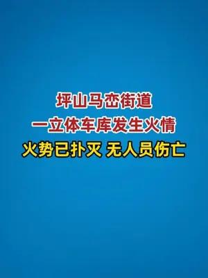 坪山马峦街道一立体车库发生火情，火势已扑灭，无人员伤亡