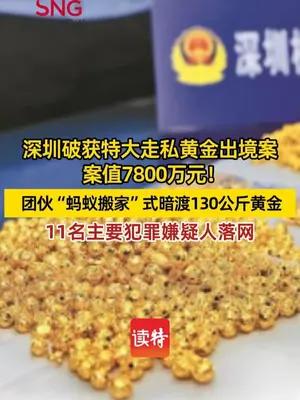 深圳海关缉私局破获“蚂蚁搬家”式黄金走私案，案值7800万