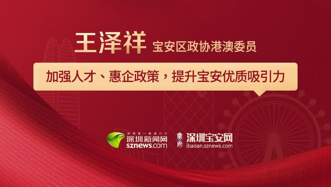 区政协港澳委员王泽祥：加强人才、惠企政策 提升宝安优质吸引力｜聚焦宝安两会