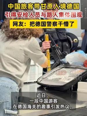 中国旅客带甘蔗入境德国引得安检人员与路人集体围观