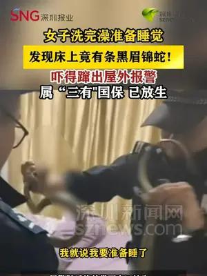 女子洗完澡发现床上盘着一条蛇，属“三有