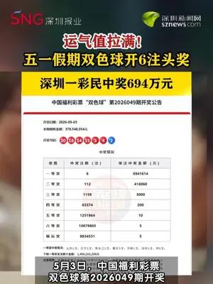 深圳一彩民中双色球头奖694万元