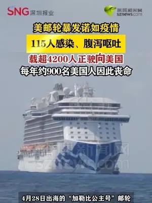 美邮轮暴发诺如病毒疫情，115人感染