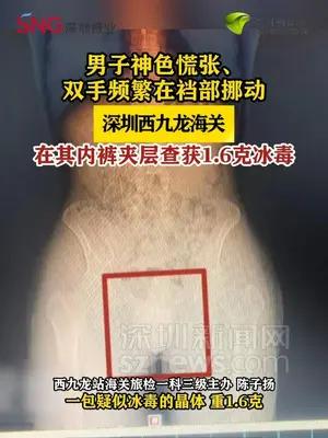 内裤藏1.6克冰毒入境，深圳西九龙海关查获“裆部藏毒”案