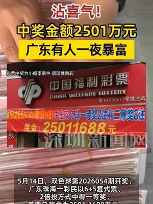 2501万元！广东有人中大奖