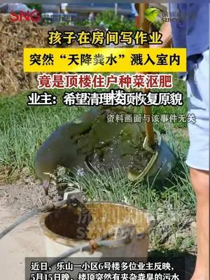【孩子在房间写作业 突然“天降粪水”溅入室内】 竟是顶楼住户种菜沤肥#媒体精选计划