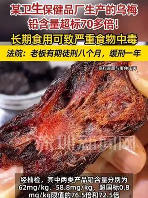 吓人！乌梅铅含量超标70多倍