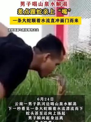 男子喝山泉水解渴差点跟蛇亲上“嘴”