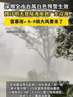 深圳发布今年首个台风白色预警